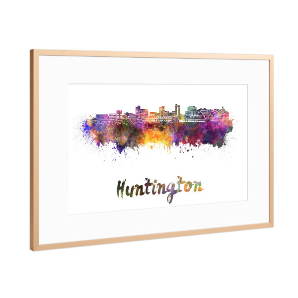 Poster mit Rahmen Kupfer "HUNTINGTON skyline-b" artboxONE - Städte,Abstrakt,Architektur