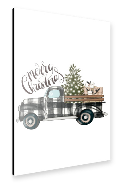 Alu-Dibond "Merry Christmas | Truck Plaid" 30x20 cm artboxONE