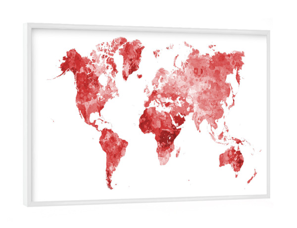 Poster mit weißem Rahmen "Watercolor world map-e" artboxONE - Abstrakt,Kartografie