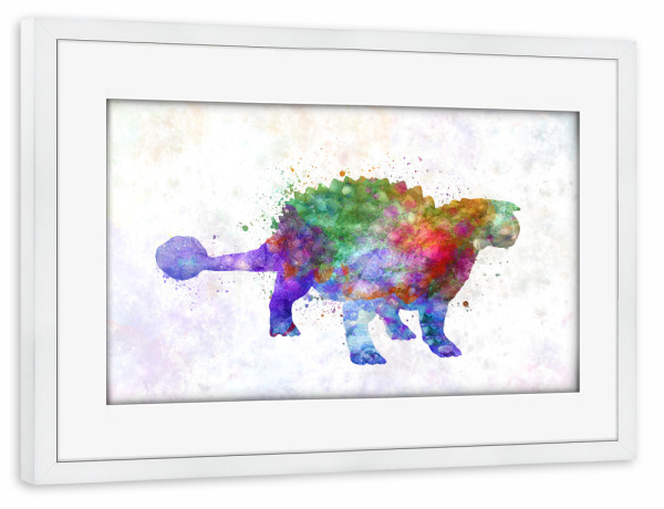 Poster mit Rahmen weiß "Ankylosaurus in watercolor" artboxONE - Tiere,Abstrakt