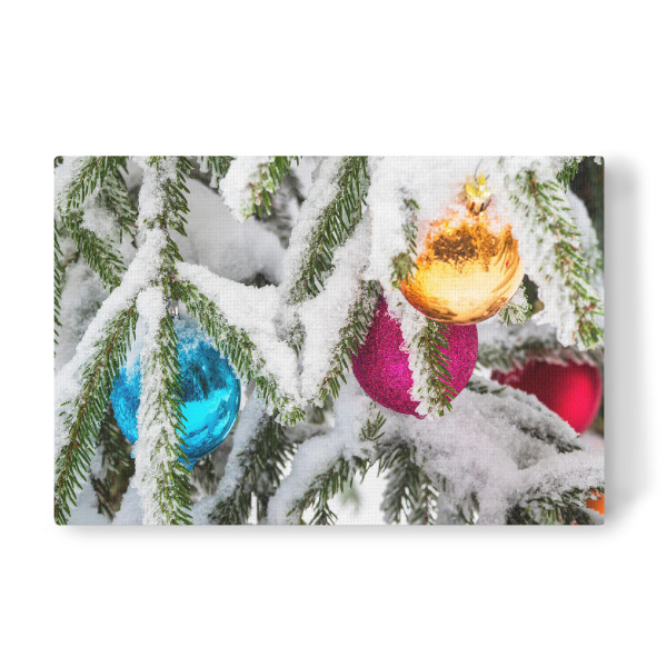 Leinwandbild "Weihnachtsbaumkugeln im Schnee" artboxONE - Natur,Weihnachten