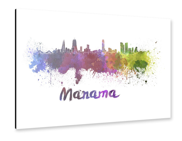 Alu-Dibond "MANAMA skyline in watercolor-b" 30x20 cm artboxONE