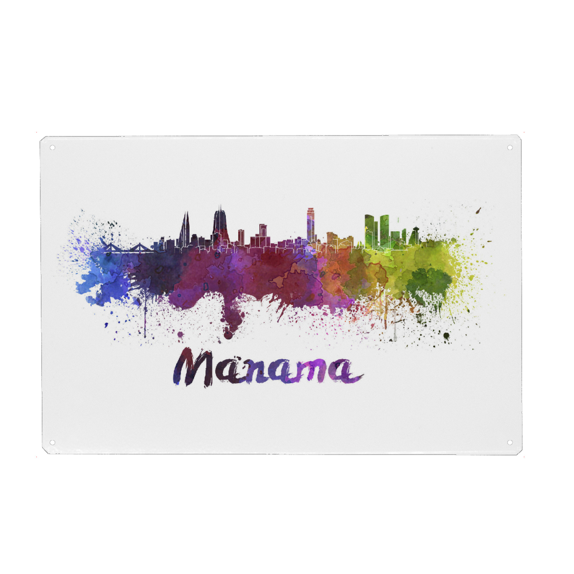 Metall Poster "MANAMA skyline in watercolor-b" artboxONE - Städte,Abstrakt,Architektur