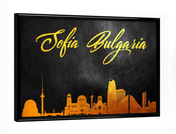 Poster mit schwarzem Rahmen "Sofia Bulgaria Gold Skyline" artboxONE - Städte - Sofia,Bulgaria,Gold,Skyline,City,Stadt,Bulgarien