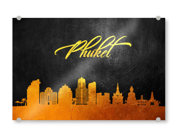 Acrylglasbild "Phuket Thailand Gold Skyline" artboxONE - Städte - Phuket,Thailand,Gold,Skyline,City,Stadt