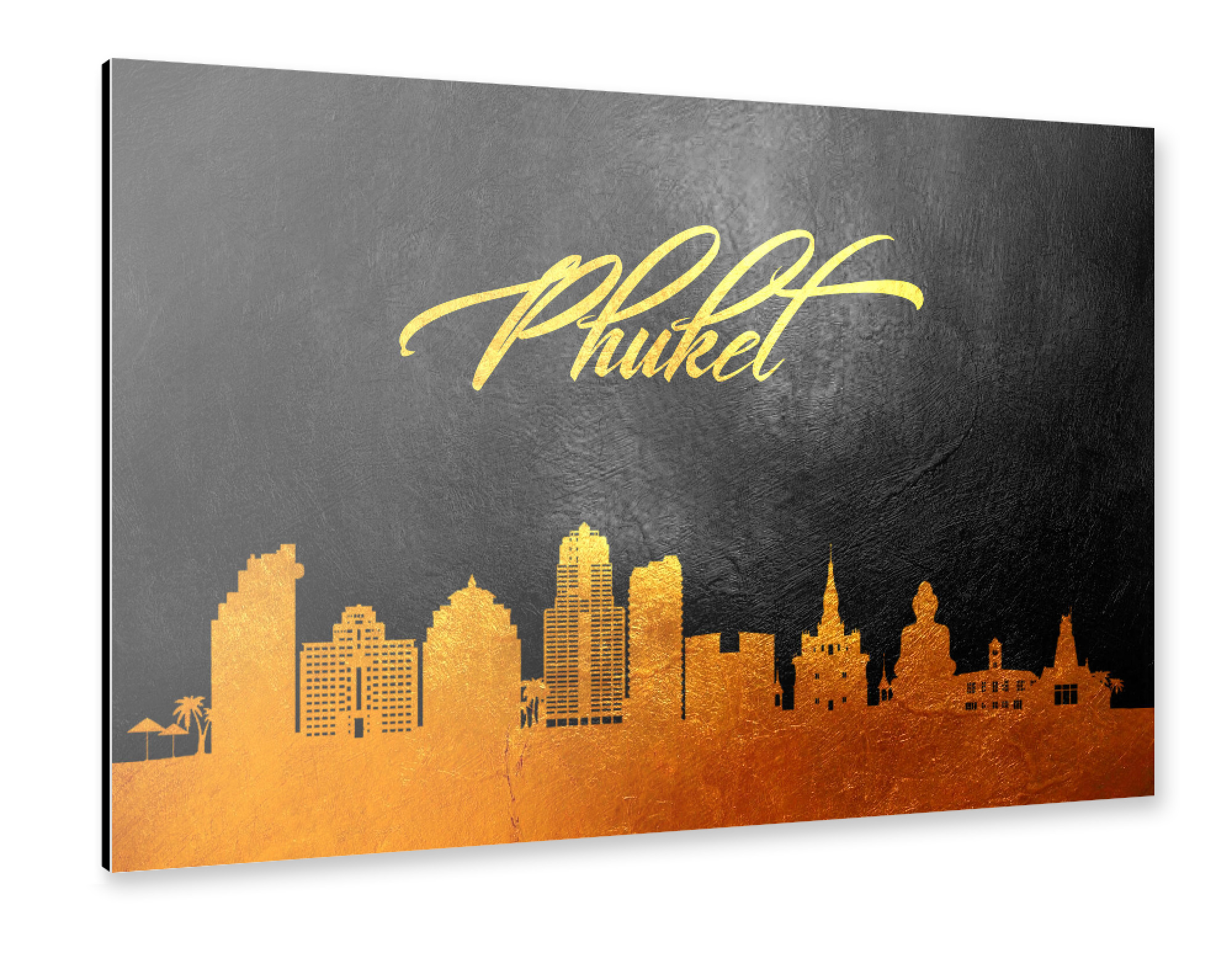 Alu-Dibond "Phuket Thailand Gold Skyline" 30x20 cm artboxONE