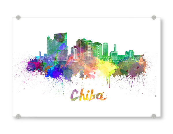 Acrylglasbild "CHIBA skyline in watercolor" artboxONE - Städte,Reise,Abstrakt,Architektur