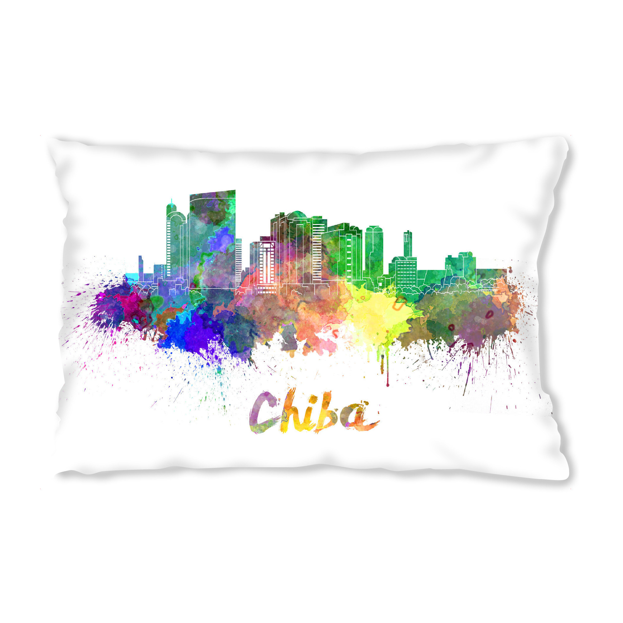 Design-Kissen "CHIBA skyline in watercolor" artboxONE - Städte,Reise,Abstrakt,Architektur