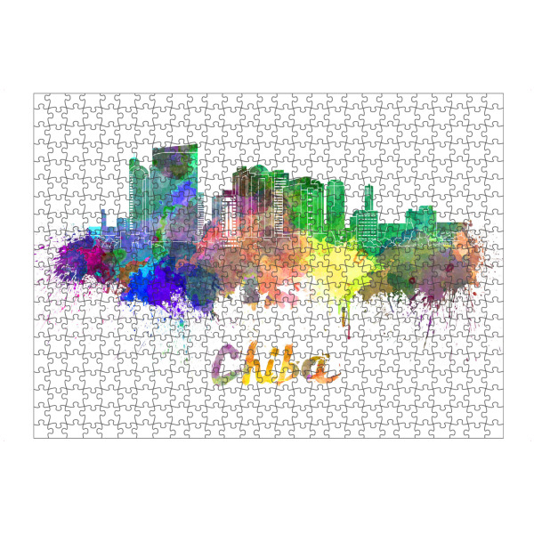 artboxONE Puzzle "CHIBA skyline in watercolor" artboxONE - Städte,Reise,Abstrakt,Architektur
