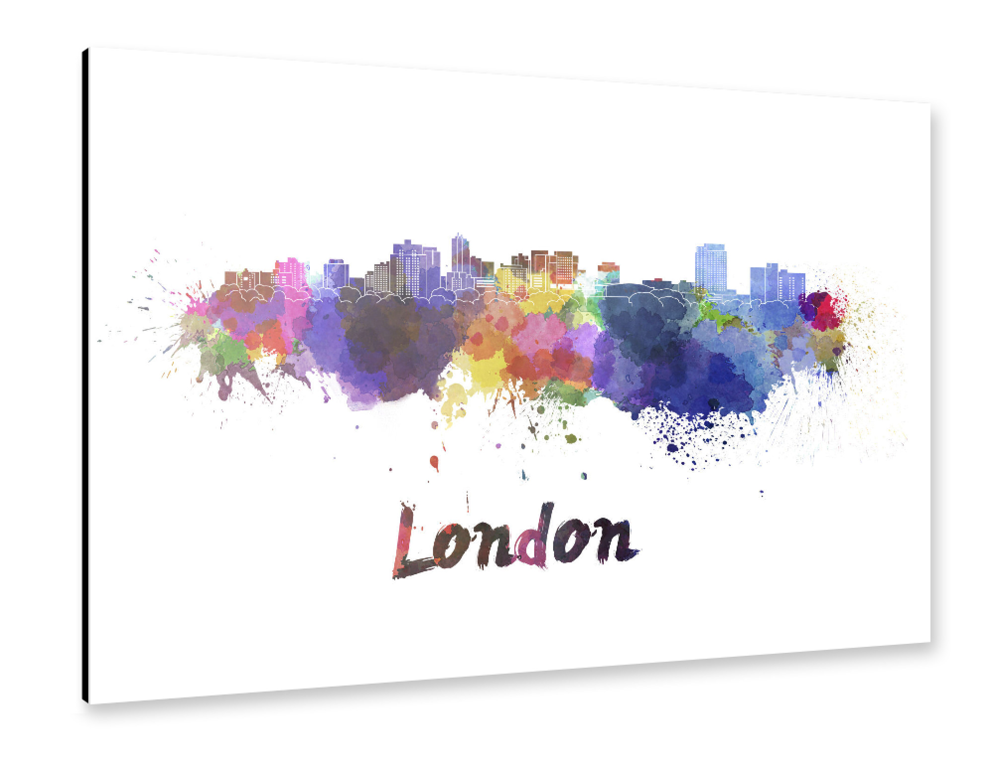 Alu-Dibond "LONDON ON skyline in watercolor-b" 75x50 cm artboxONE