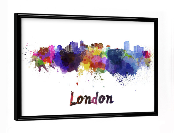 Poster mit schwarzem Rahmen "LONDON ON skyline in watercolor-b" artboxONE - Städte,Abstrakt,Automobile