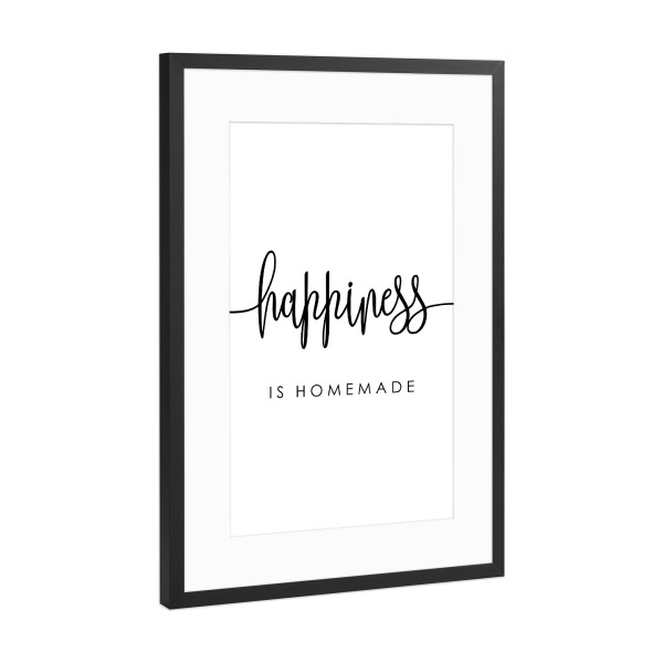 Poster mit Rahmen Schwarz (Metallic) "*Happiness is Homemade*" artboxONE - Typografie,Menschen