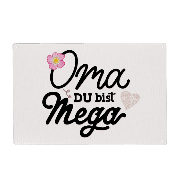 Holzbild "Oma, du bist mega" artboxONE - Typografie,Floral,Liebe