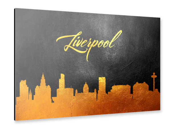 Alu-Dibond "Liverpool England Gold Skyline" 30x20 cm artboxONE