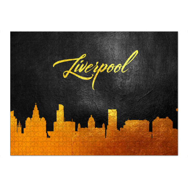 Puzzle Ravensburger "Liverpool England Gold Skyline" artboxONE - Städte - Gold,Skyline,Liverpool,England,City,Stadt - Bild gold