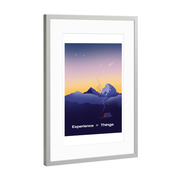 Poster mit Rahmen Silber "Experience > Things" artboxONE - Natur,Abstrakt