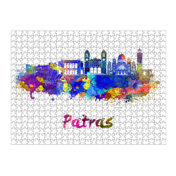 Puzzle Ravensburger "PATRAS skyline in watercolor" artboxONE - Städte,Abstrakt,Architektur