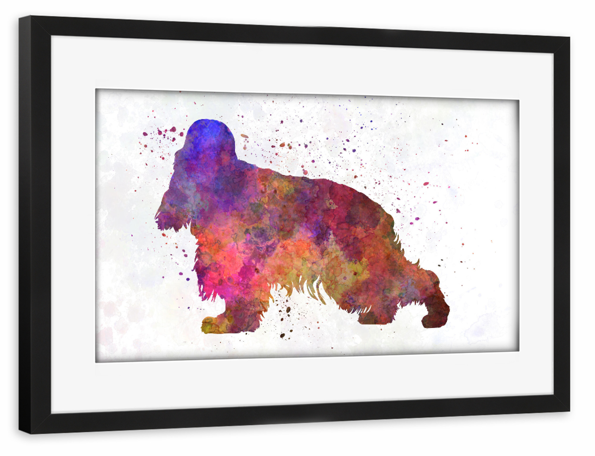 Poster mit Rahmen schwarz "English Cocher Spaniel" artboxONE - Tiere,Abstrakt