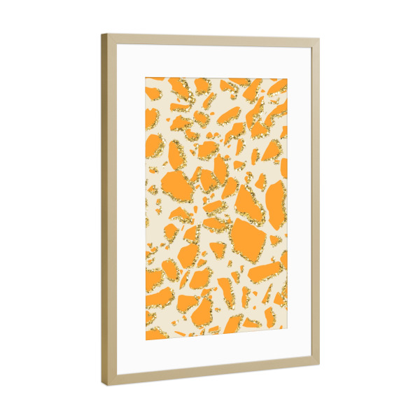 Poster mit Rahmen Gold "Gold Yellow Orange Terrazzo" artboxONE - Abstrakt,Geometrie,Fashion,Festivals