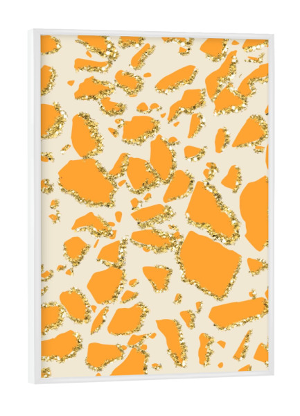 Poster mit weißem Rahmen "Gold Yellow Orange Terrazzo" artboxONE - Abstrakt,Geometrie,Fashion,Festivals