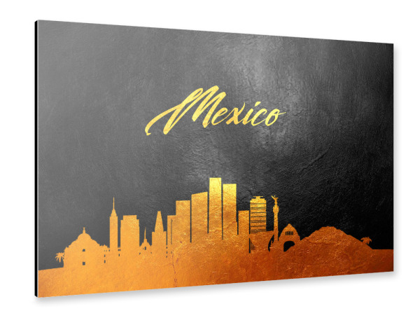 Alu-Dibond "Mexico Mexico Gold Skyline" 30x20 cm artboxONE