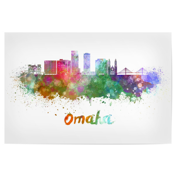Poster 30x20 cm "OMAHA skyline in watercolor-p" artboxONE - Städte,Abstrakt,Architektur