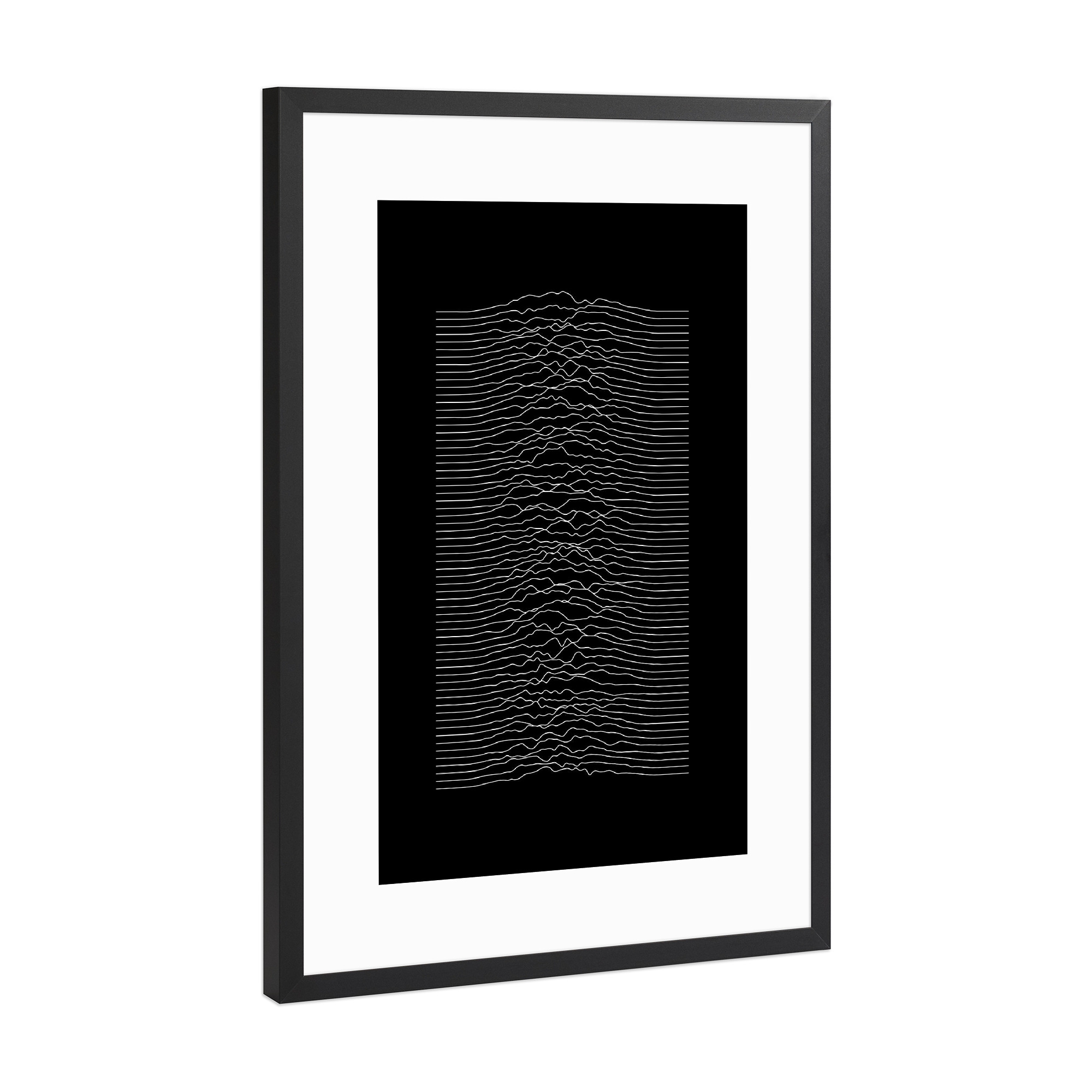 Poster mit Rahmen Schwarz (Metallic) "Black Mono Waveform" artboxONE - Natur,Abstrakt,Geometrie,Galaxy