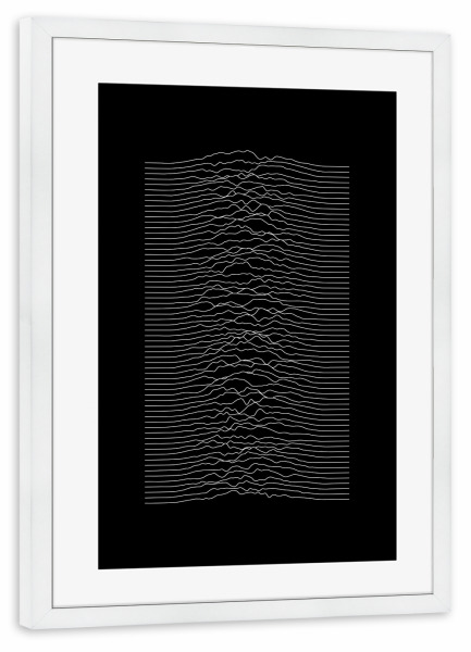 Poster mit Rahmen weiß "Black Mono Waveform" artboxONE - Natur,Abstrakt,Geometrie,Galaxy