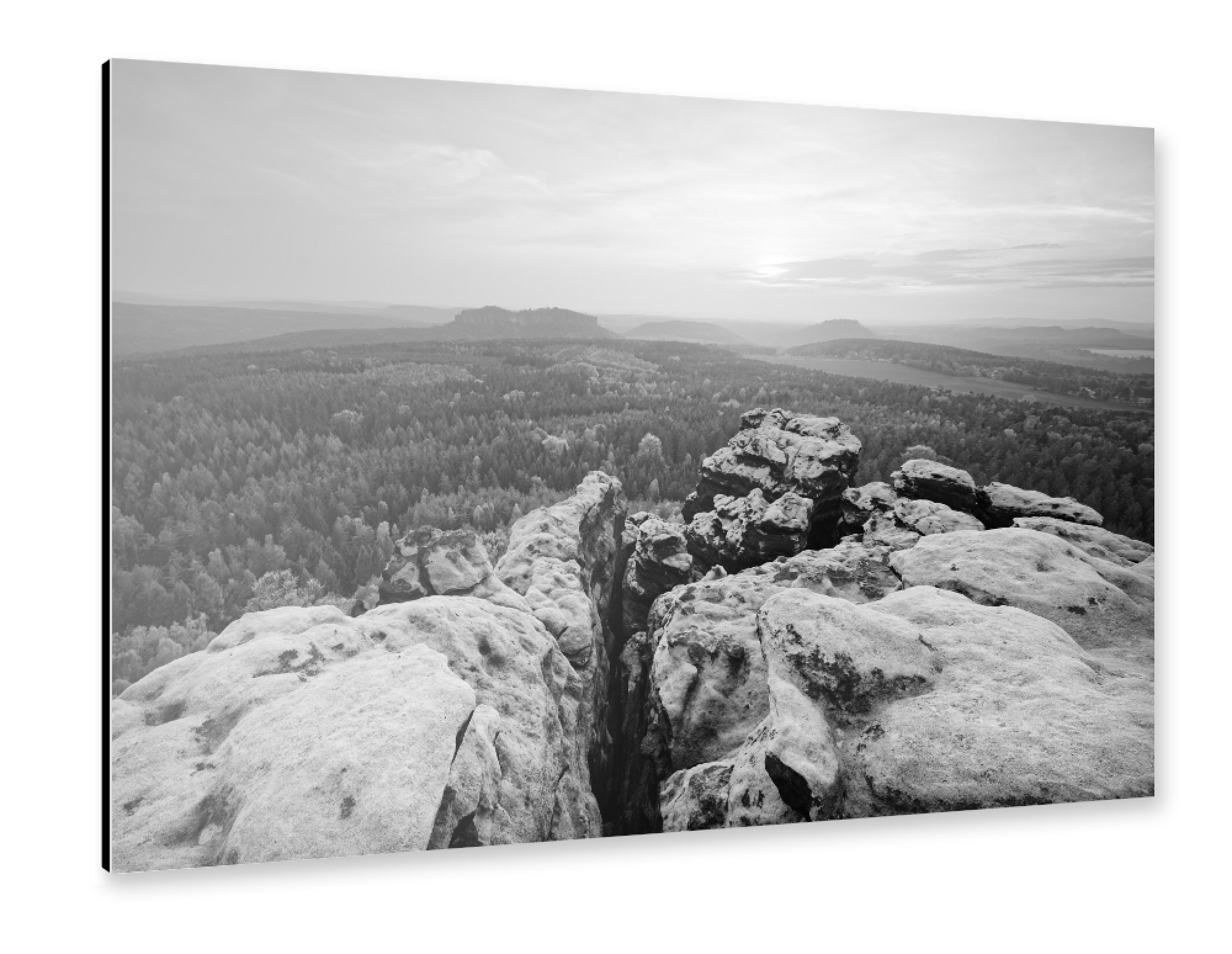 Alu-Dibond "Panoramablick schwarzweiß" 75x50 cm artboxONE