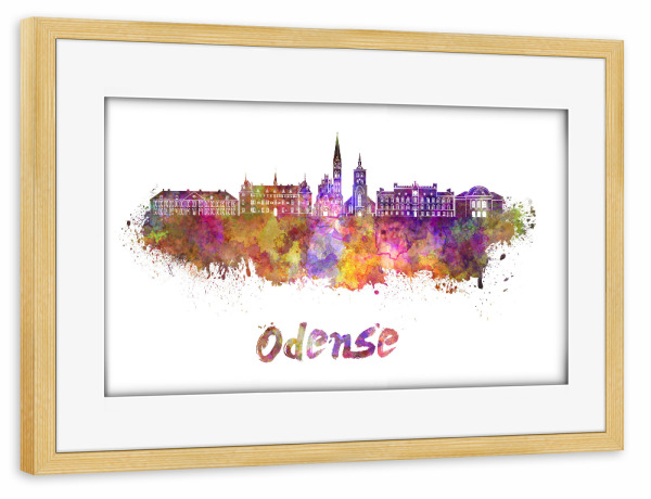 Poster mit Rahmen kiefer "ODENSE skyline in watercolor" artboxONE - Städte,Abstrakt,Architektur