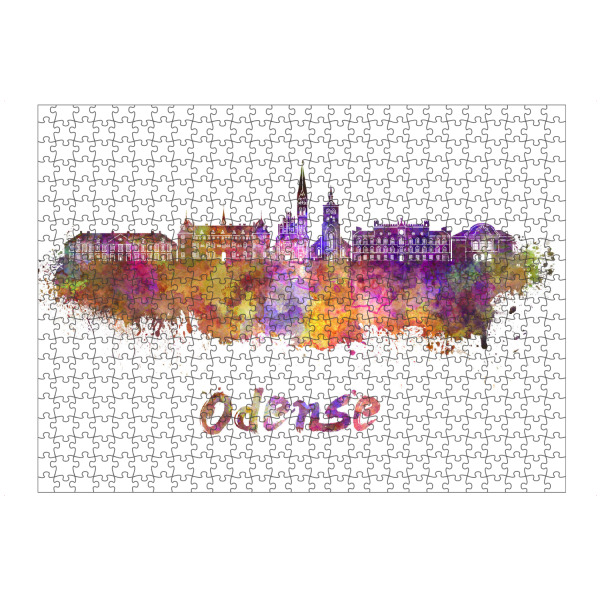 Puzzle Ravensburger "ODENSE skyline in watercolor" artboxONE - Städte,Abstrakt,Architektur