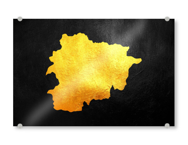 Acrylglasbild "Andorra Gold Map" artboxONE - Reise / Länder - Andorra,Gold,Map,Karte