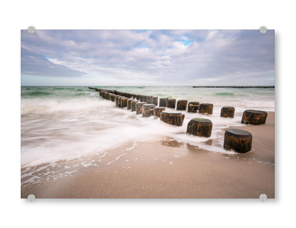 Acrylglasbild "Buhne, Strand und Wellen" artboxONE - Natur,Reise,Reise / Strand und Meer