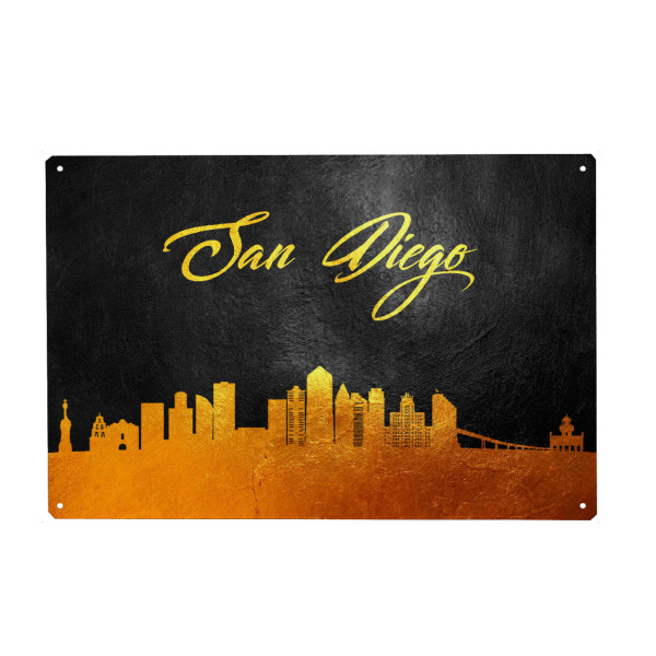 Metall Poster "San Diego California Gold" artboxONE - Städte - San diego,California,Gold,Skyline,City,Stadt - Blechschild