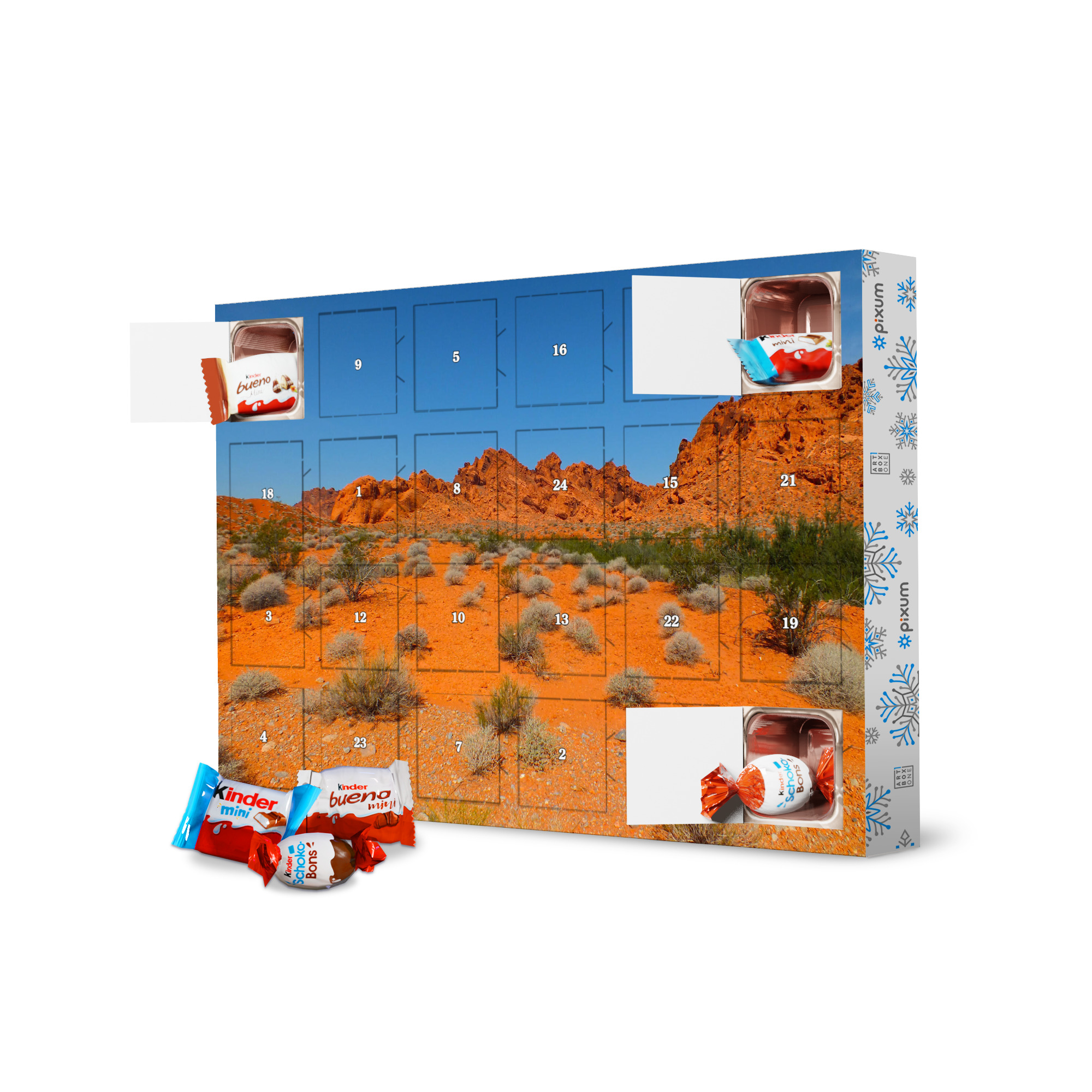 Adventskalender mit Produkten von Kinder Tal des Feuers in Nevada artboxONE Adventskalender Natur