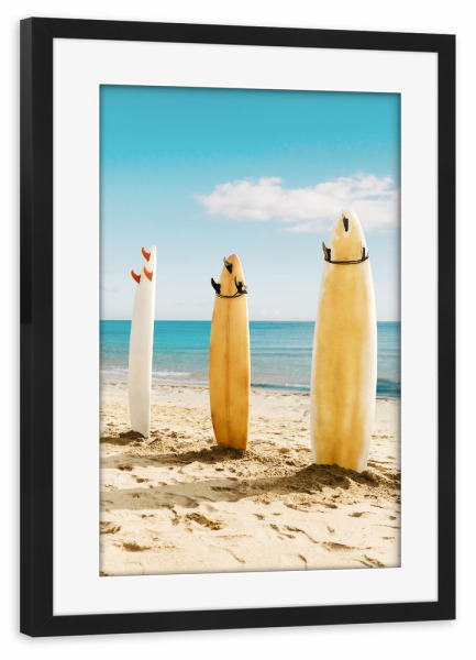 Poster mit Rahmen schwarz "Malibu Surfboards" artboxONE - Natur,Reise / Strand und Meer,Sport / Sommerspiele,Städte / Los Angeles