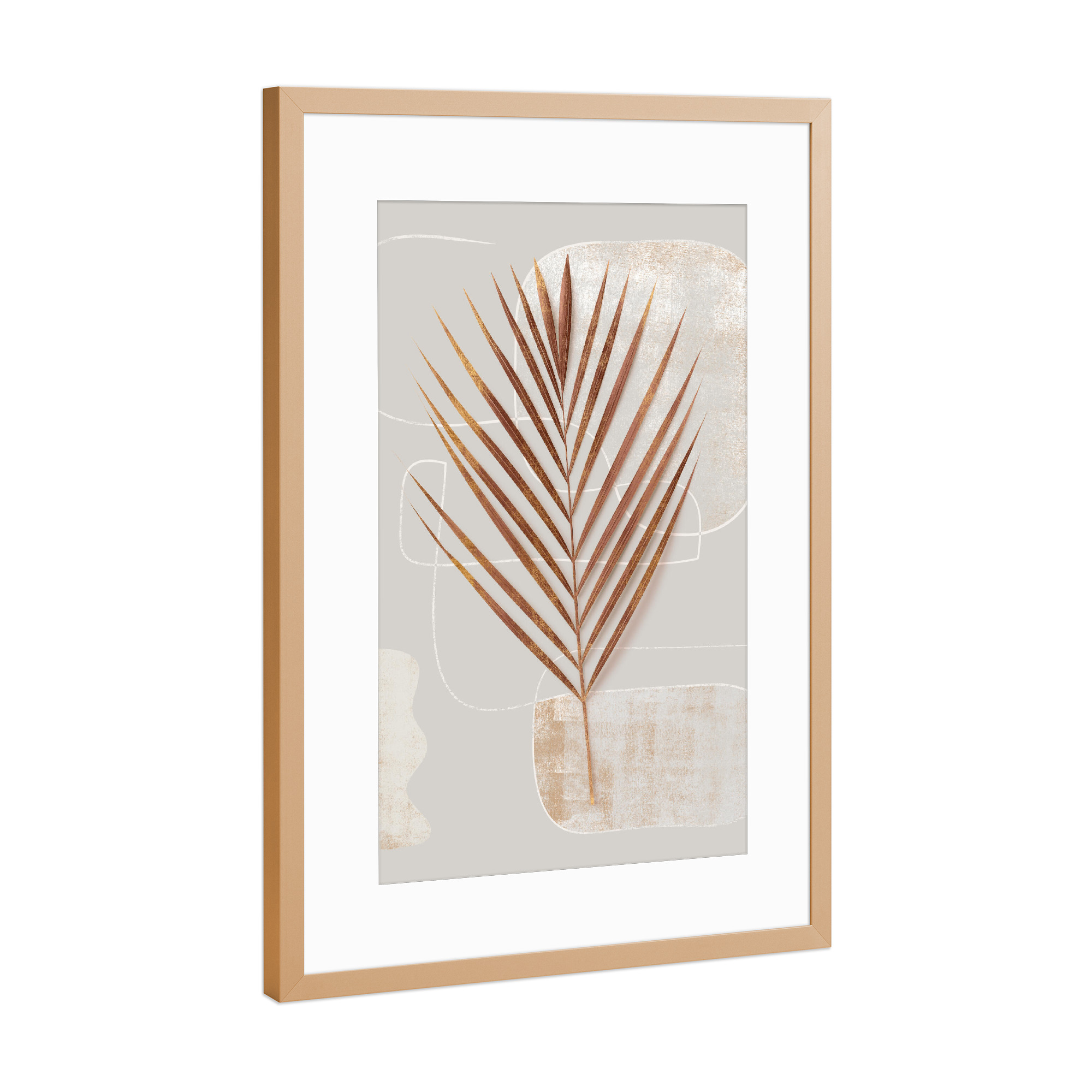 Poster mit Rahmen Kupfer "Leaf Gold" artboxONE - Floral,Abstrakt