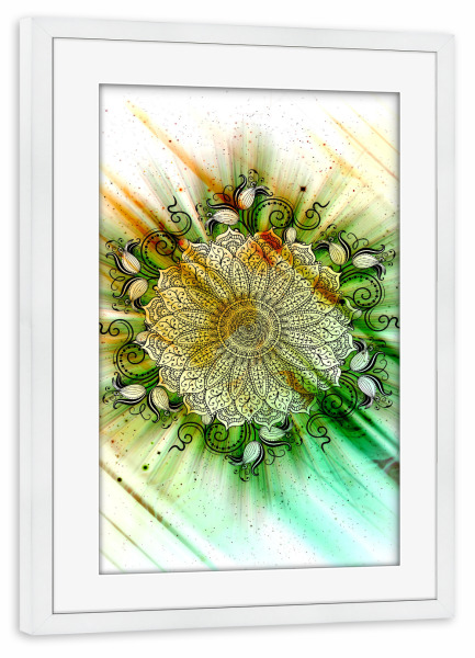 Poster mit Rahmen weiß "Mandala Inverse Universe" artboxONE - Natur,Abstrakt