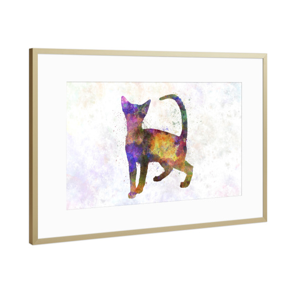 Poster mit Rahmen Gold "Abisinio cat in watercolor" artboxONE - Tiere,Abstrakt