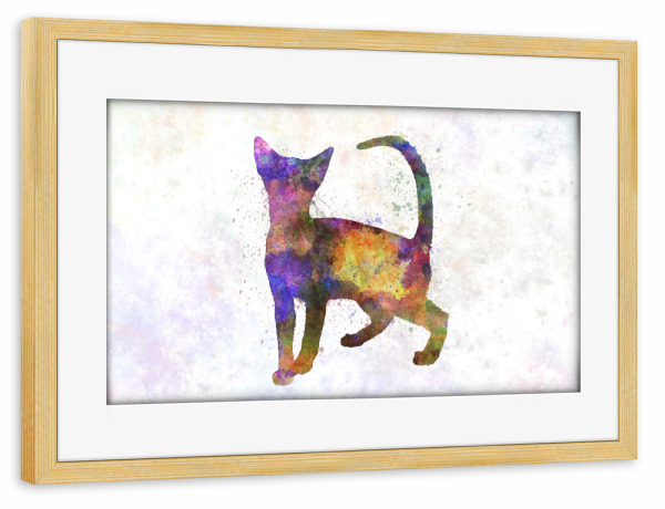 Poster mit Rahmen kiefer "Abisinio cat in watercolor" artboxONE - Tiere,Abstrakt
