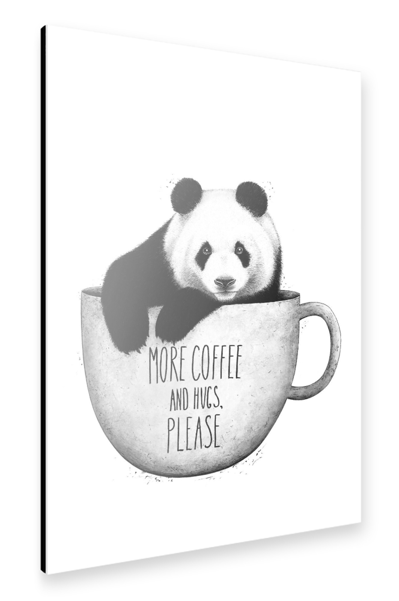 Alu-Dibond "Panda with coffee" 75x50 cm artboxONE