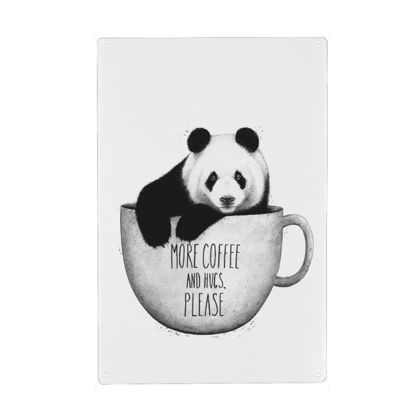 Metall Poster "Panda with coffee" artboxONE - Natur,Tiere,Essen & Trinken,Für Mama,Lustig