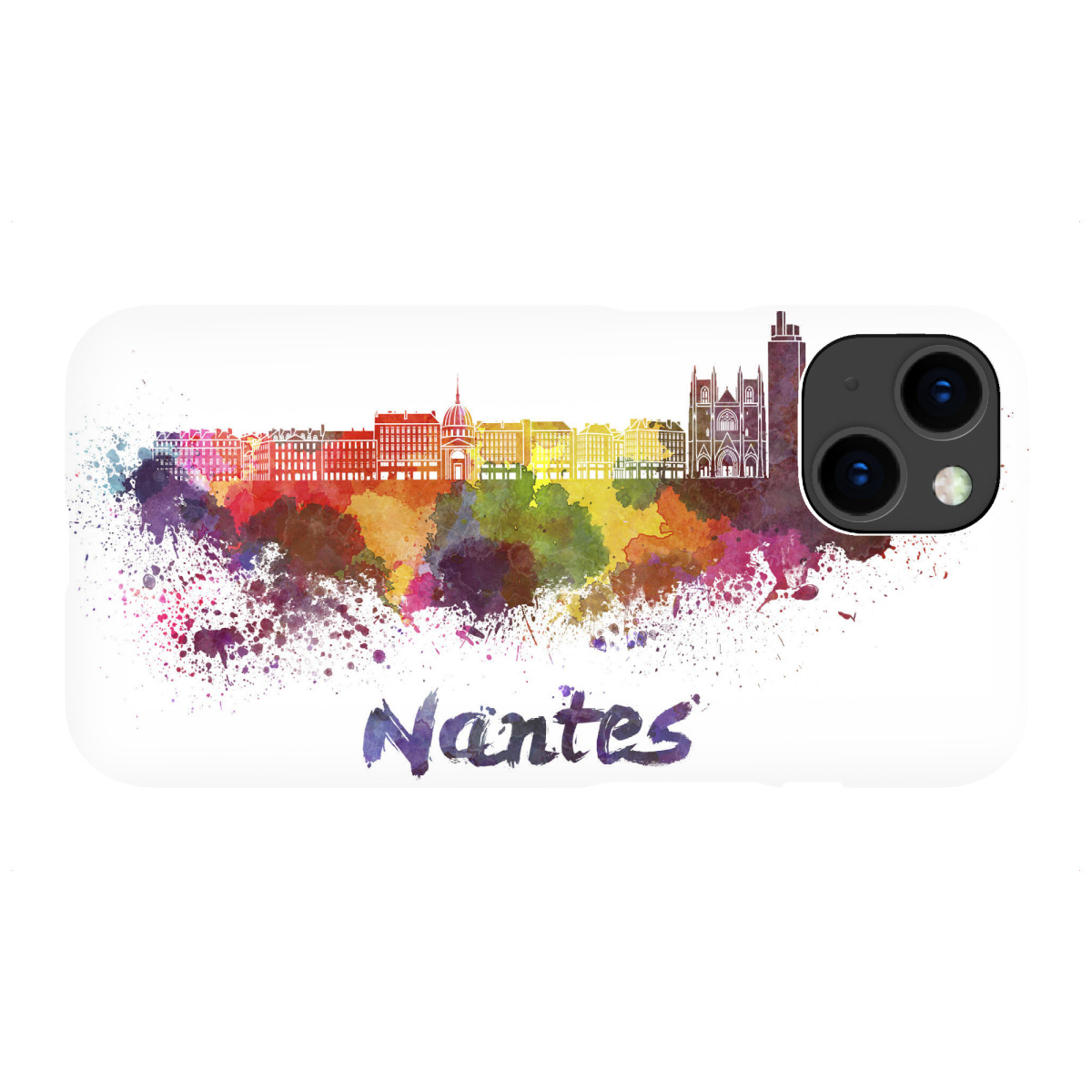iPhone "Nantes skyline in watercolor-b" Premium-Case Handyhülle artboxONE