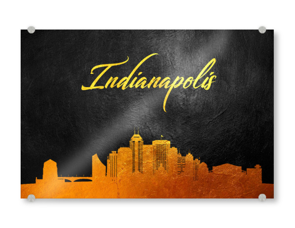 Acrylglasbild "Indianapolis Indiana Gold Skyline" artboxONE - Städte - Indianapolis,Indiana,Gold,Skyline,City,Stadt