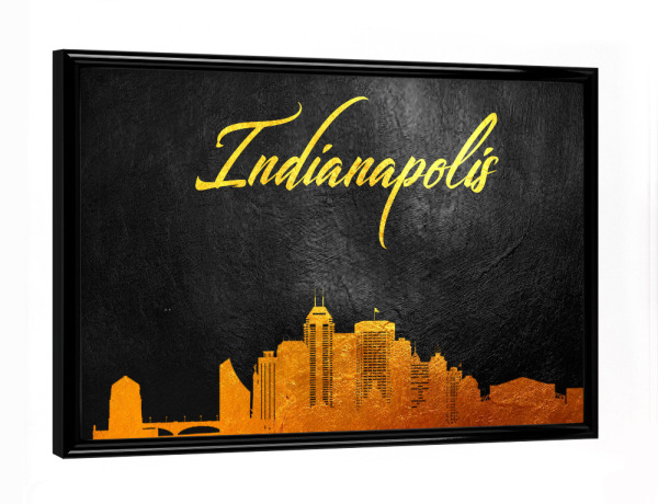 Poster mit schwarzem Rahmen "Indianapolis Indiana Gold Skyline" artboxONE - Städte - Indianapolis,Indiana,Gold,Skyline,City,Stadt