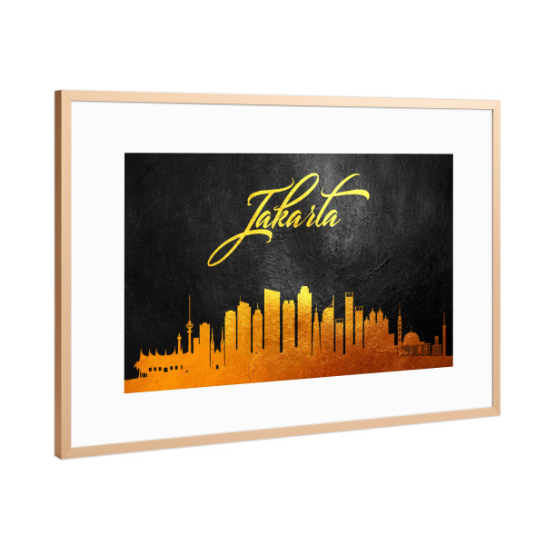 Poster mit Rahmen Kupfer "Jakarta Indonesia Gold Skyline" artboxONE - Städte - Jakarta,Indonesia,Gold,Skyline,City,Stadt,Indonesien