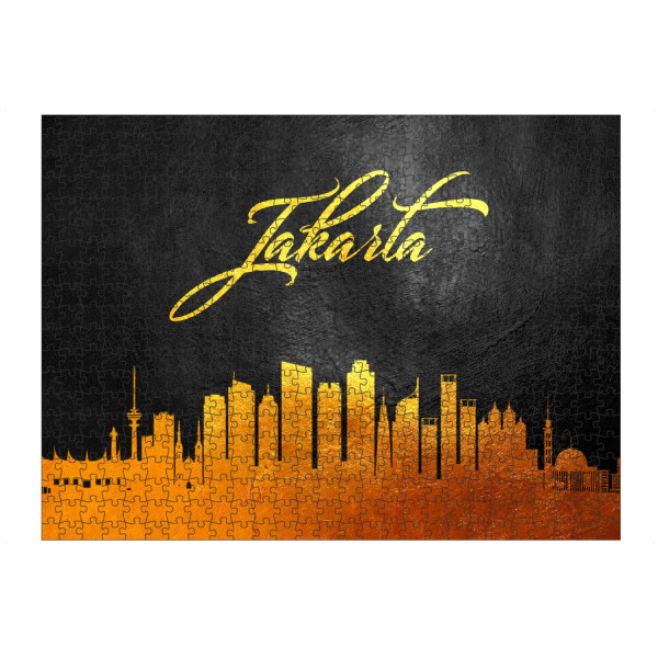 Puzzle Ravensburger "Jakarta Indonesia Gold Skyline" artboxONE - Städte - Jakarta,Indonesia,Gold,Skyline,City,Stadt,Indonesien - Bild jakarta