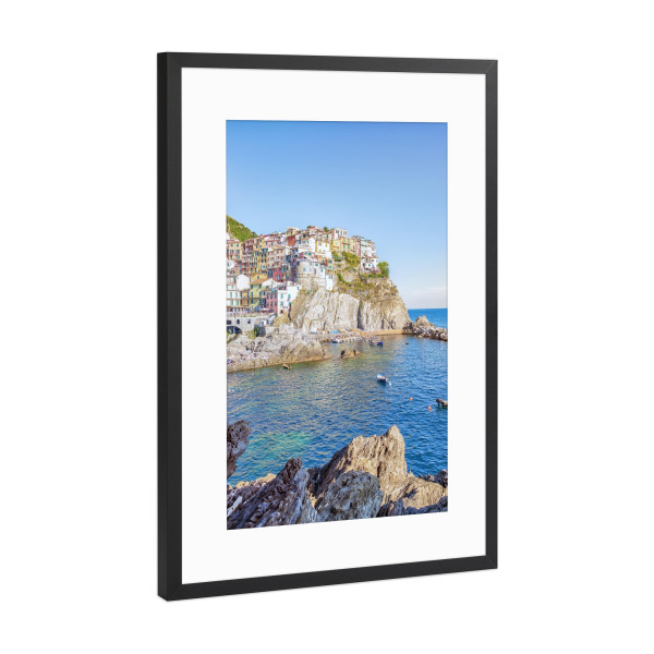 Poster mit Rahmen Schwarz (Metallic) "Italian Riviera" artboxONE - Natur,Reise,Architektur,Reise / Strand und Meer,Reise / Länder