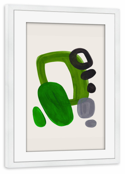 Poster mit Rahmen weiß "Ejaaz Haniff - Mid Century Olive" artboxONE - Abstrakt,Geometrie