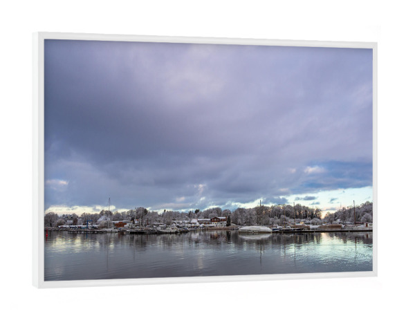 Poster mit weißem Rahmen "Warnow, Bäume und Wolken" artboxONE - Natur,Reise,Architektur,Städte / Weitere